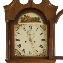 Een mahonie belijmde zgn. "grootvader"-klok, Engeland, 19e eeuw.
