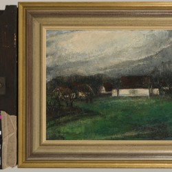 Henriëtte Pessers (Tilburg 1899 - 1986), Gezicht op een witte hoeve in een landschap.