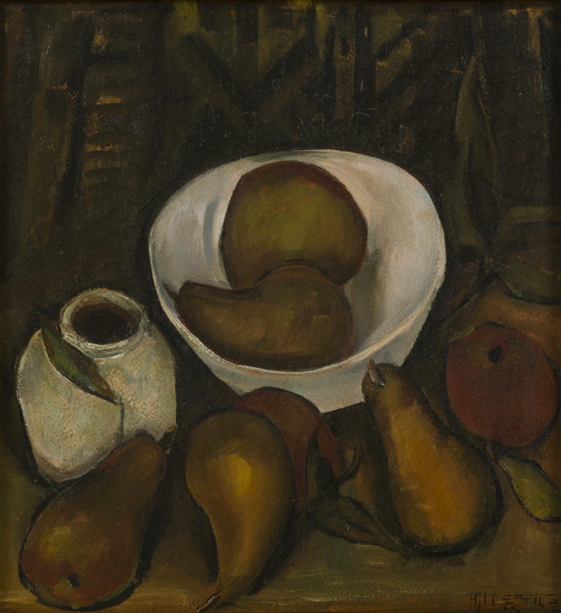 Henriëtte Pessers (Tilburg 1899 - 1986), Stilleven met stoofperen.