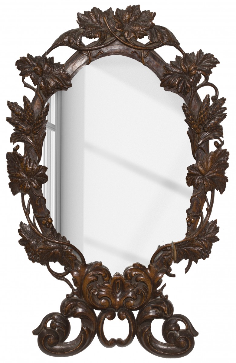 Een ovale spiegel met gestoken lijst, Duitsland, ca. 1900.