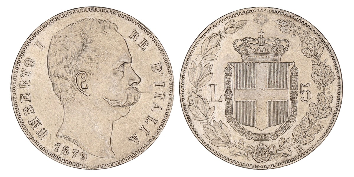 Italy. Kingdom. Umberto I. 5 Lire. 1879 R.