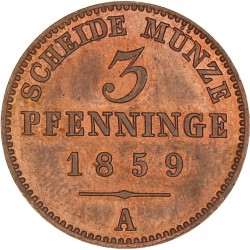 German states. Prussia. Friedrich Wilhelm IV. 3 Pfennig. 1859 A.
