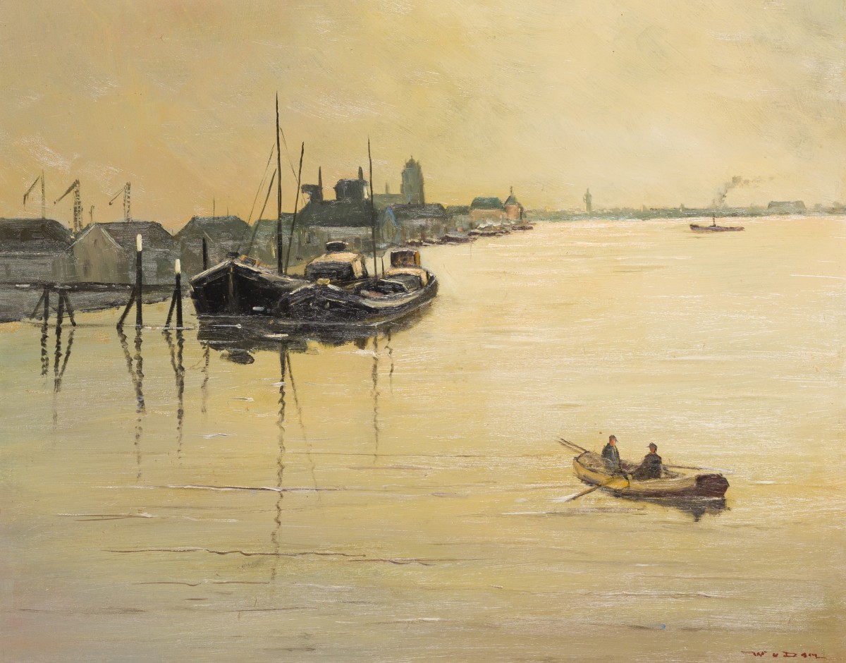 W. van Dam, ca. 1910, Op de Merwede bij Dordrecht.