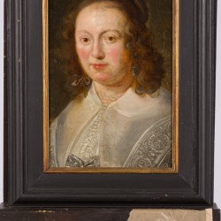 Navolger P.P. Rubens (Siegen Dld. 1570 - 1640 Antwerpen), Portret van een dame met kanten kraag.