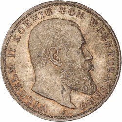 German states. Württemberg. Wilhelm II. 3 Mark. 1909 F.
