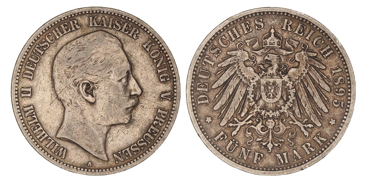 German states. Prussia. Wilhelm II. 5 Mark. 1895 A.