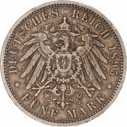German states. Prussia. Wilhelm II. 5 Mark. 1895 A.