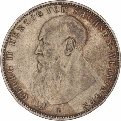 German states. Saxe-Meiningen. Georg II. 5 Mark. 1908 D.