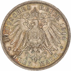 German states. Prussia. Wilhelm II. 3 Mark. 1914 A.