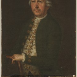 Duitse School, 18e eeuw, Portret van een heer in een brokaten vest.