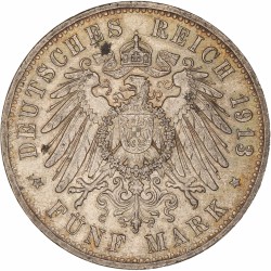 German states. Prussia. Wilhelm II. 5 Mark. 1913 A.