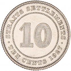 Straits Settlements. George V. 10 Cents. 1927.