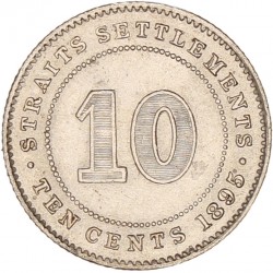 Straits Settlements. Victoria. 10 Cents. 1895.