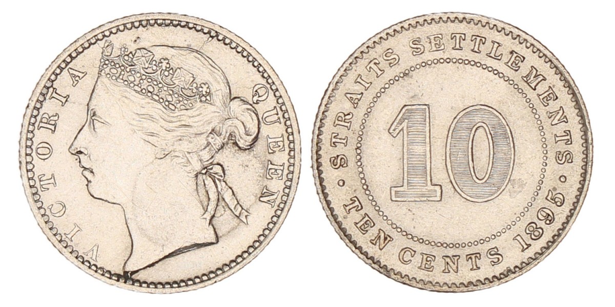 Straits Settlements. Victoria. 10 Cents. 1895.