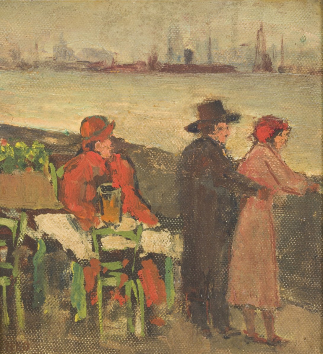 Hollandse School, 20e eeuw. Een echtpaar aan zee.