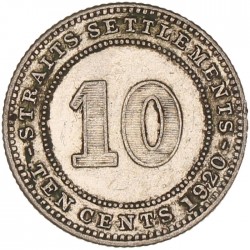 Straits Settlements. George V. 10 Cents. 1927.