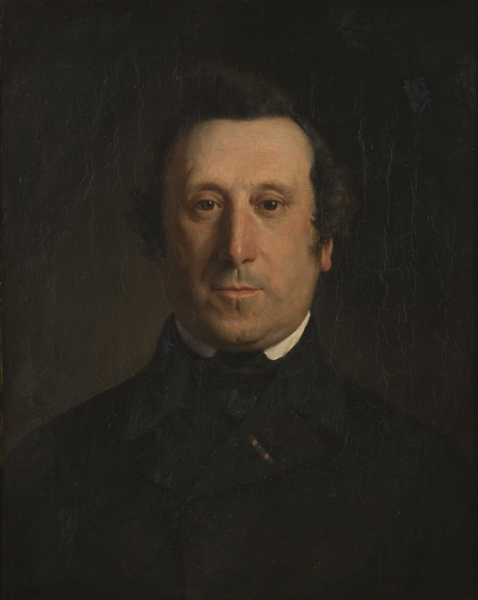 Gijsbert op ten Nones (Arnhem 1821 - 1870 Arnhem), Portret van een heer.