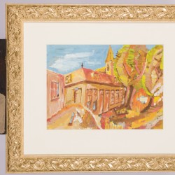 Twee decoratieve gouaches van Zuid-Franse dorpjes.