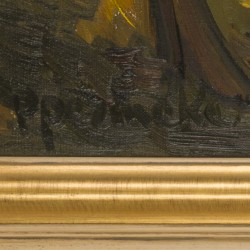 Paul Permeke (Sidford, Devon 1918 – 1990 Brugge), Landschap met boerenhoeve tussen de bomen.