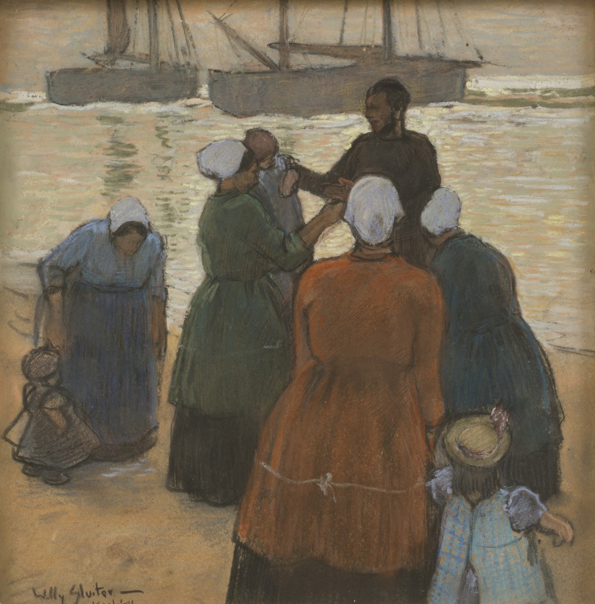 Willy Sluiter (Amersfoort 1873 - 1949 Den Haag), "Vaders thuiskomst".