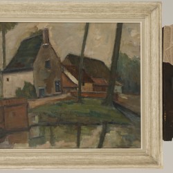 Belgische School, ca. 1930, Huizen aan de waterkant.