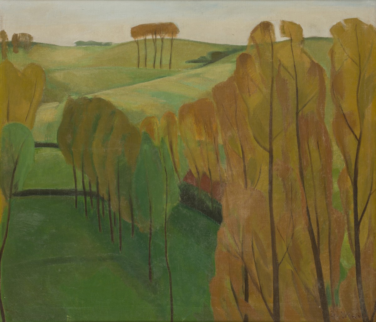 Jan de Winne (St. Amandsberg 1919 - ?), Een landschap met bomen.