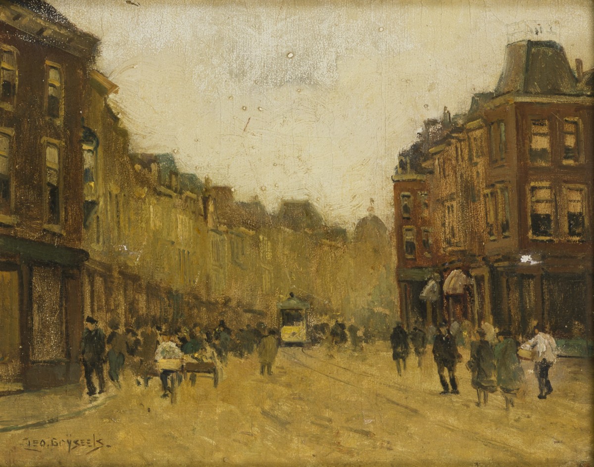 Leo Grijseels (1884 - 1966), Straat met trambaan, Den Haag.