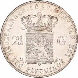 2½ Gulden. Willem II. 1847. Prachtig / FDC.