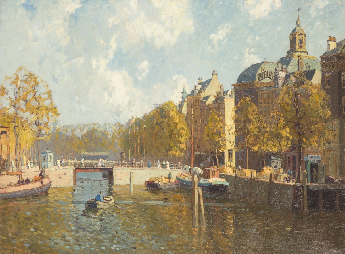 Herman Adrianus Charles Bogman Junior (Den Haag 1890 - 1975), Gezicht op De Blaak met het Dagblad van Rotterdam bij de Lutherse Kerk