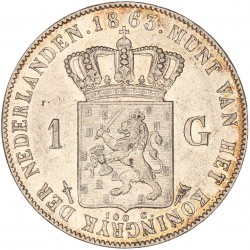 1 Gulden. Willem III. 1863. Prachtig +.
