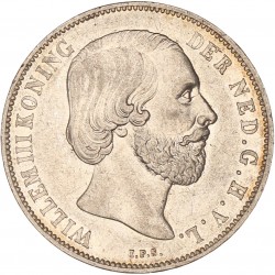 1 Gulden. Willem III. 1863. Prachtig +.