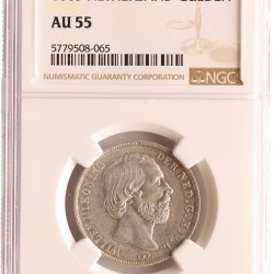 1 Gulden. Willem III. 1863. Prachtig +.