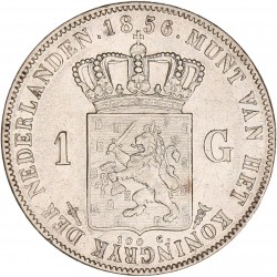 1 Gulden. Willem III. 1856. Prachtig.