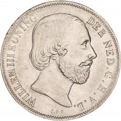 1 Gulden. Willem III. 1856. Prachtig.