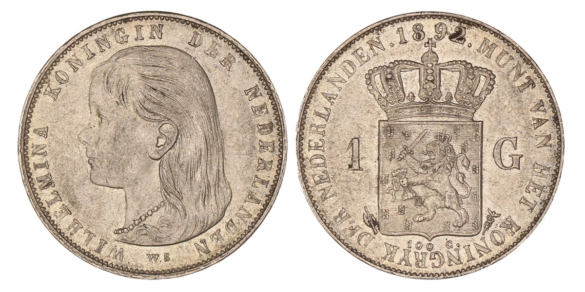 1 Gulden. Wilhelmina. 1892. FDC -.