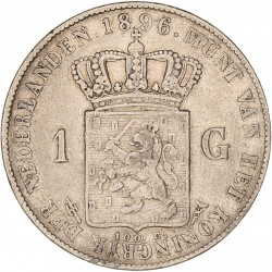 1 Gulden. Wilhelmina. 1896. Zeer Fraai -.
