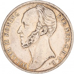 1 Gulden. Willem II. 1844. Zeer Fraai +.
