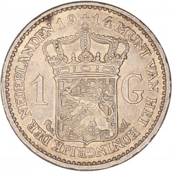 1 Gulden. Wilhelmina. 1914. UNC.