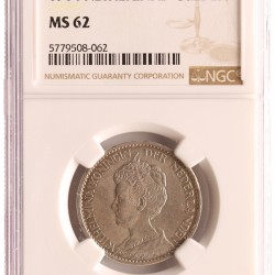 1 Gulden. Wilhelmina. 1914. UNC.
