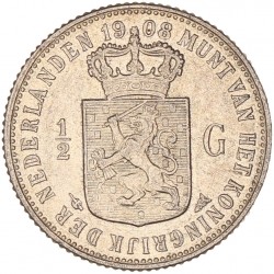½ Gulden. Wilhelmina. 1908. UNC -.