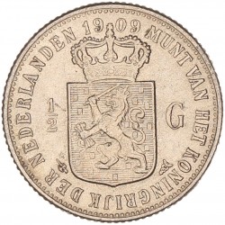 ½ Gulden. Wilhelmina. 1909. Prachtig.
