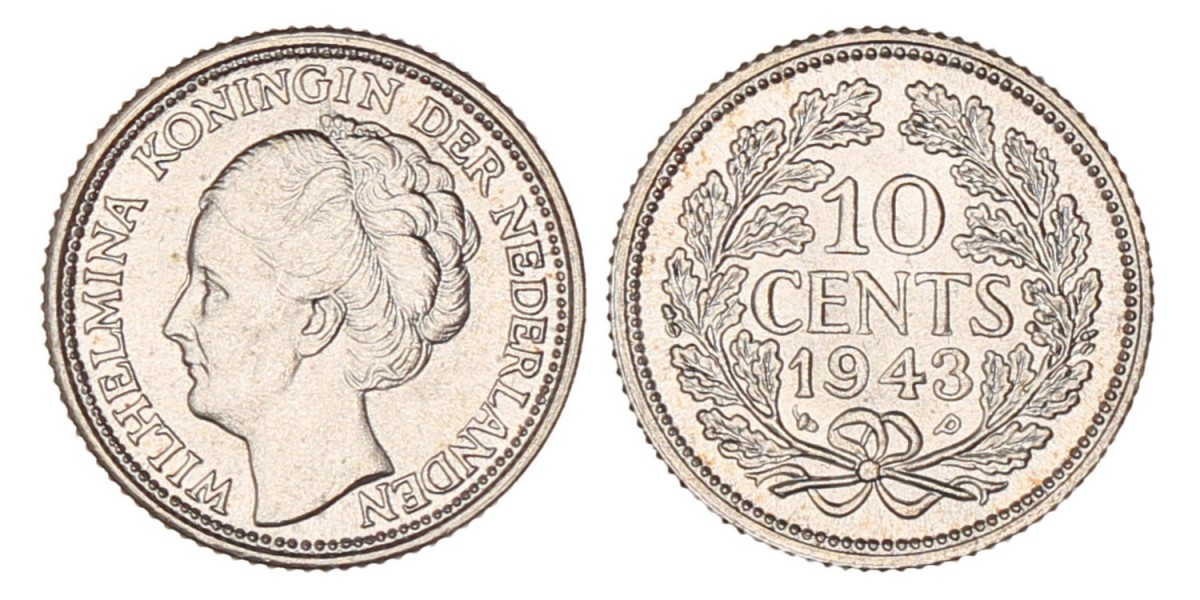 10 Cent. Wilhelmina. 1943 P. FDC.