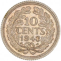 10 Cent. Wilhelmina. 1943 P. UNC -.