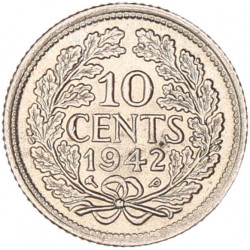 10 Cent. Wilhelmina. 1942 P. UNC.