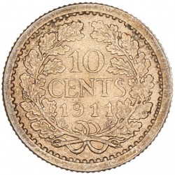 10 Cent. Wilhelmina. 1911. UNC -.