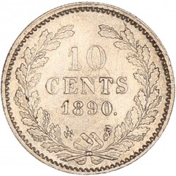 10 Cent. Willem III. 1890. Prachtig +.