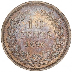 10 Cent. Wilhelmina. 1896. UNC.