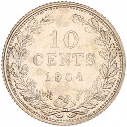 10 Cent. Wilhelmina. 1904. UNC.