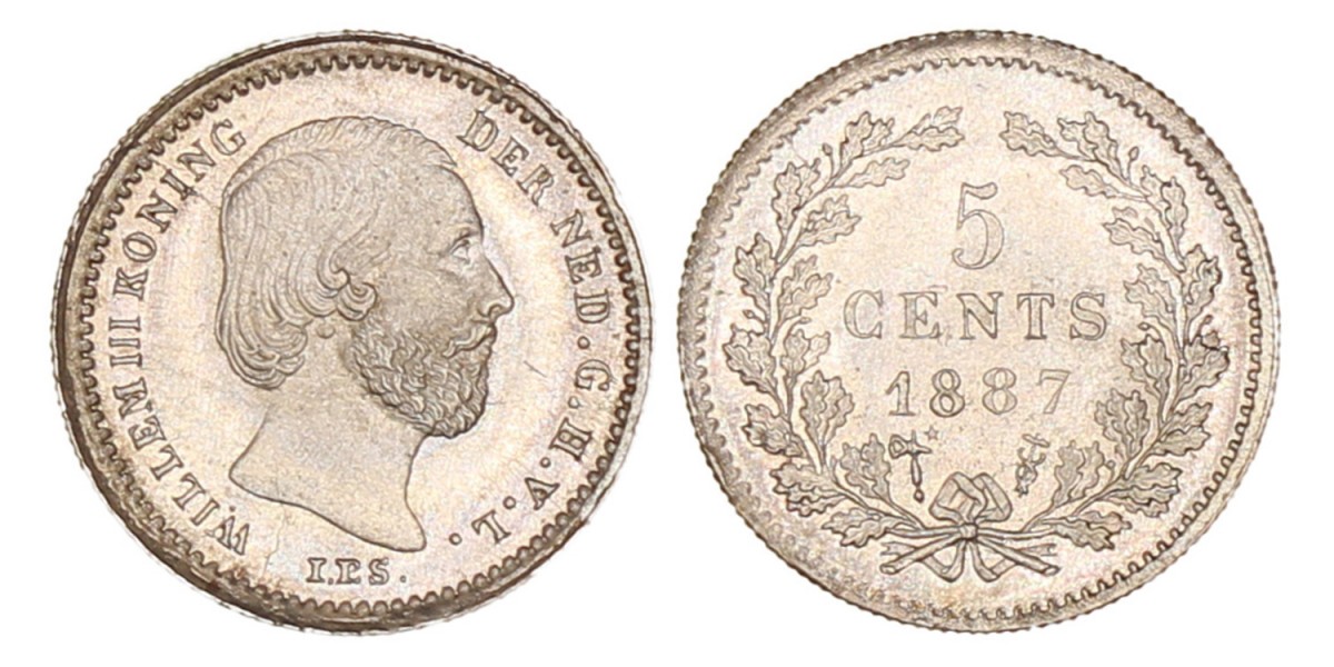 5 Cent. Willem III. 1887. FDC.