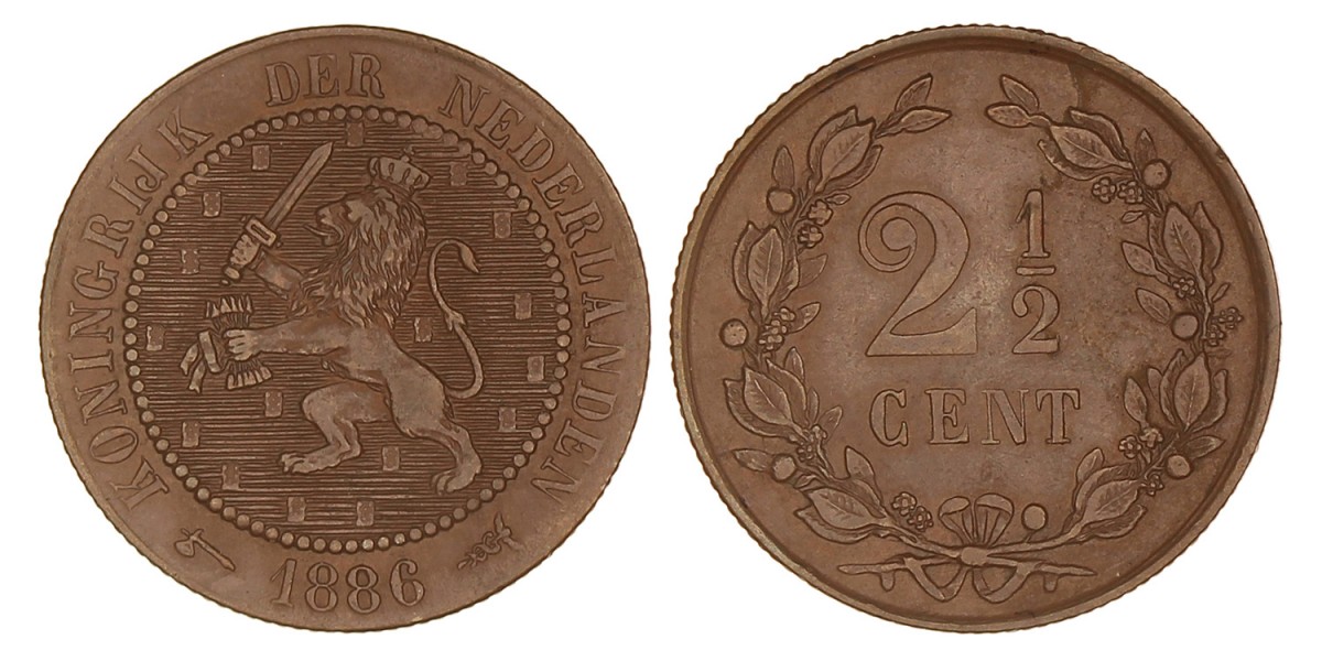 2½ Cent. Willem III. 1886. UNC.